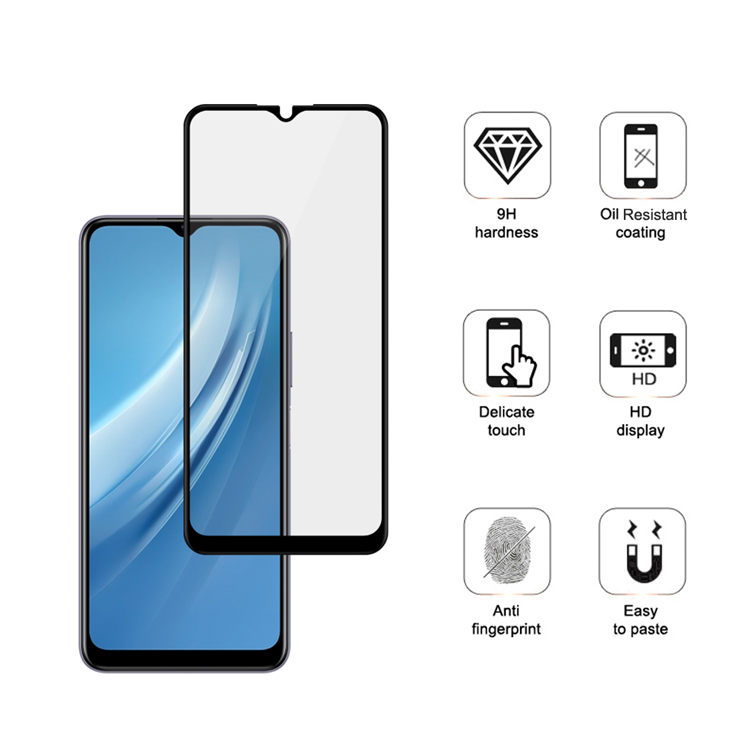 Dlix 2.5D silk print full glue tempered glass screen protector for iQOO U1x