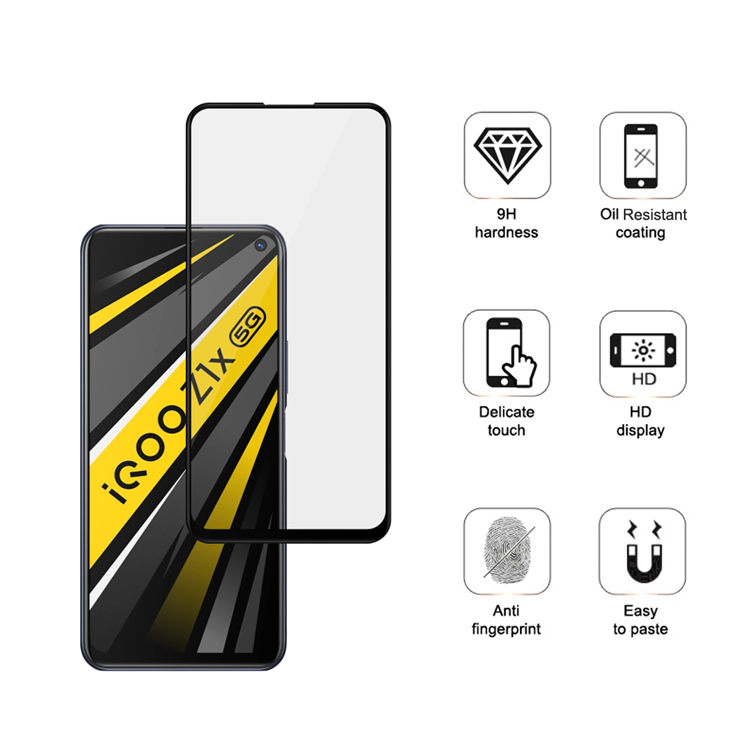 Dlix 3D hot bending edge glue tempered glass screen protector for iQOO Z1x