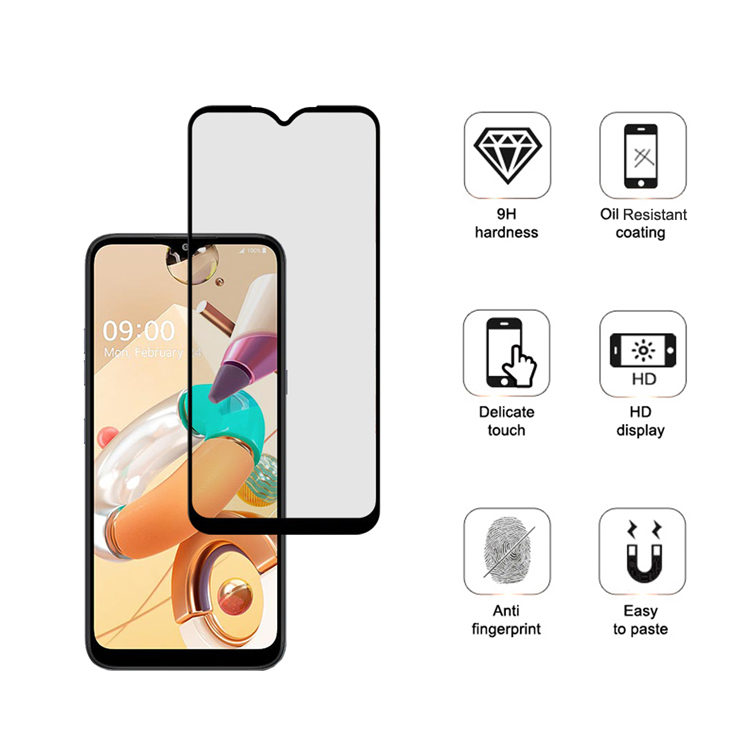 Dlix 2.5D silk print full glue tempered glass screen protector for LG K41S