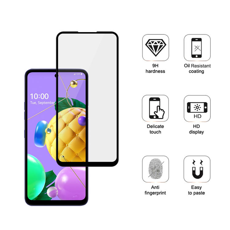 Dlix 2.5D silk print full glue tempered glass screen protector for LG K52