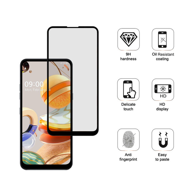 Dlix 2.5D silk print full glue tempered glass screen protector for LG K61