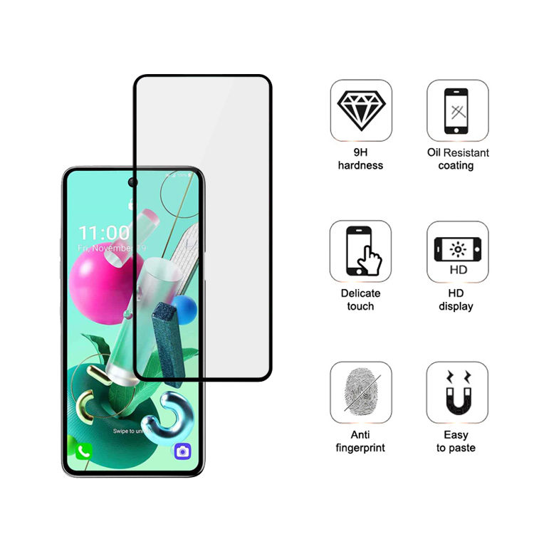 Dlix 2.5D silk print full glue tempered glass screen protector for LG K92