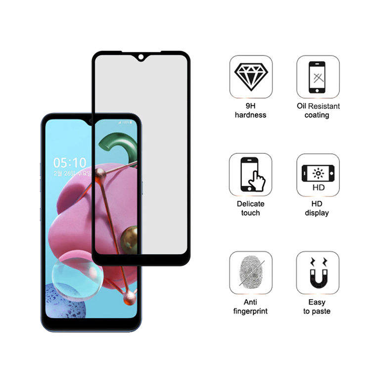 Dlix 2.5D silk print full glue tempered glass screen protector for LG Q51