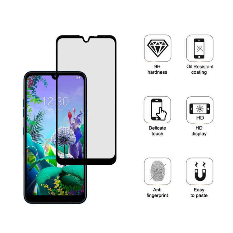 Dlix 2.5D silk print full glue tempered glass screen protector for LG Q60