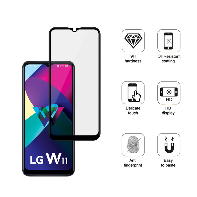 Dlix 2.5D silk print full glue tempered glass screen protector for LG W11