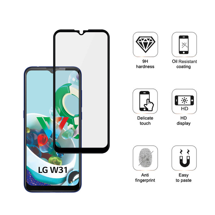 Dlix 2.5D silk print full glue tempered glass screen protector for LG W31