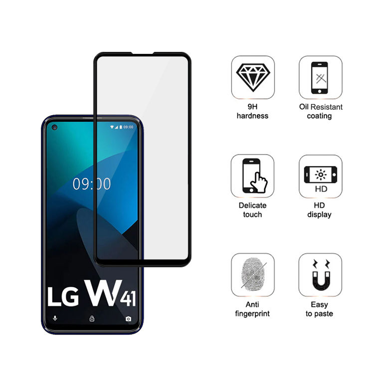 Dlix 2.5D silk print full glue tempered glass screen protector for LG W41