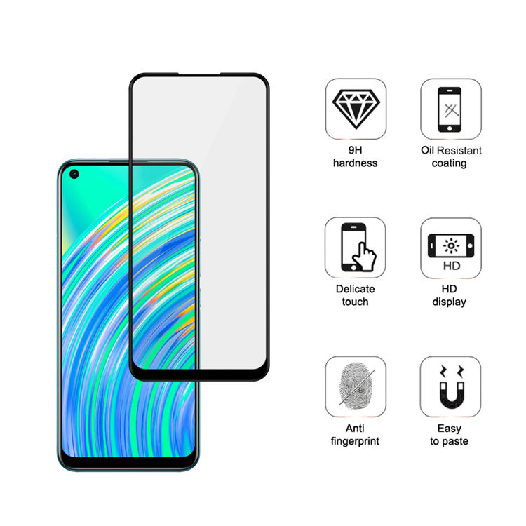 Dlix 2.5D silk print full glue tempered glass screen protector for Realme C17