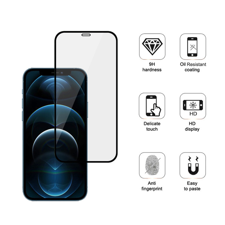 Dlix 2.5D silk print full glue tempered glass screen protector for Apple iPhone 12 Pro Max