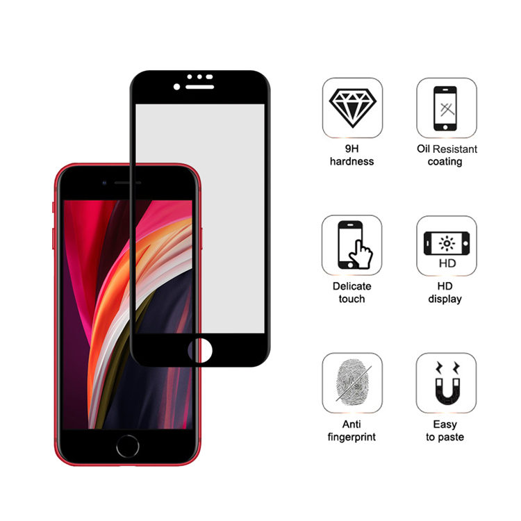 Dlix 2.5D silk print full glue tempered glass screen protector for Apple iPhone SE 2020