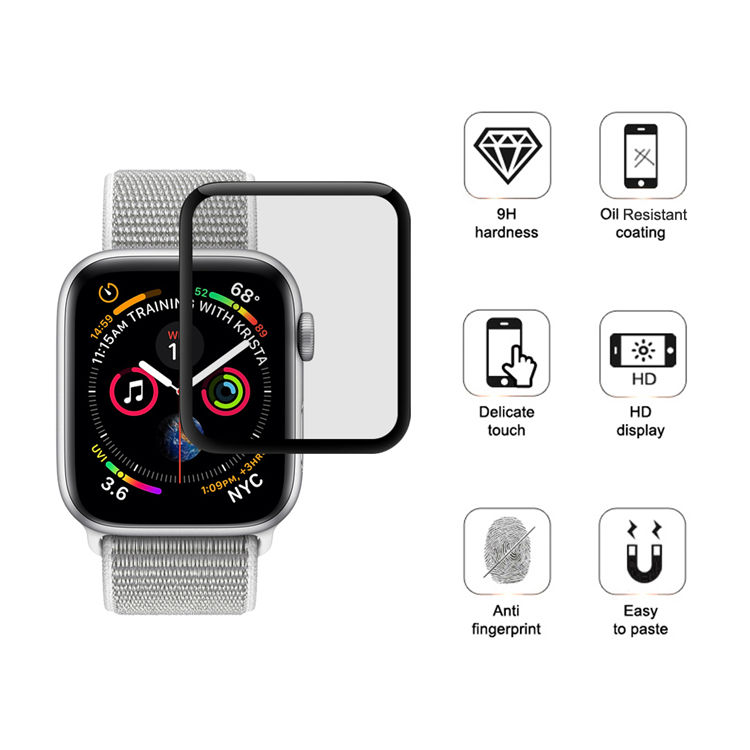 Dlix 3D curved precise carving tempered glass screen protector for Apple Watch 4 44mm