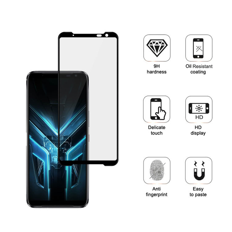 Dlix 2.5D silk print full glue tempered glass screen protector for Asus ROG Phone 3 ZS661KS