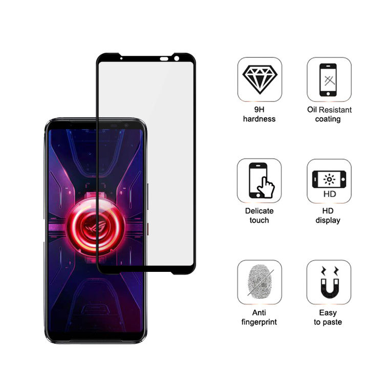 Dlix 2.5D silk print full glue tempered glass screen protector for Asus ROG Phone 3 Strix