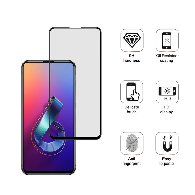 Dlix 3D hot bending edge glue tempered glass screen protector for Asus Zenfone 6 ZS630KL