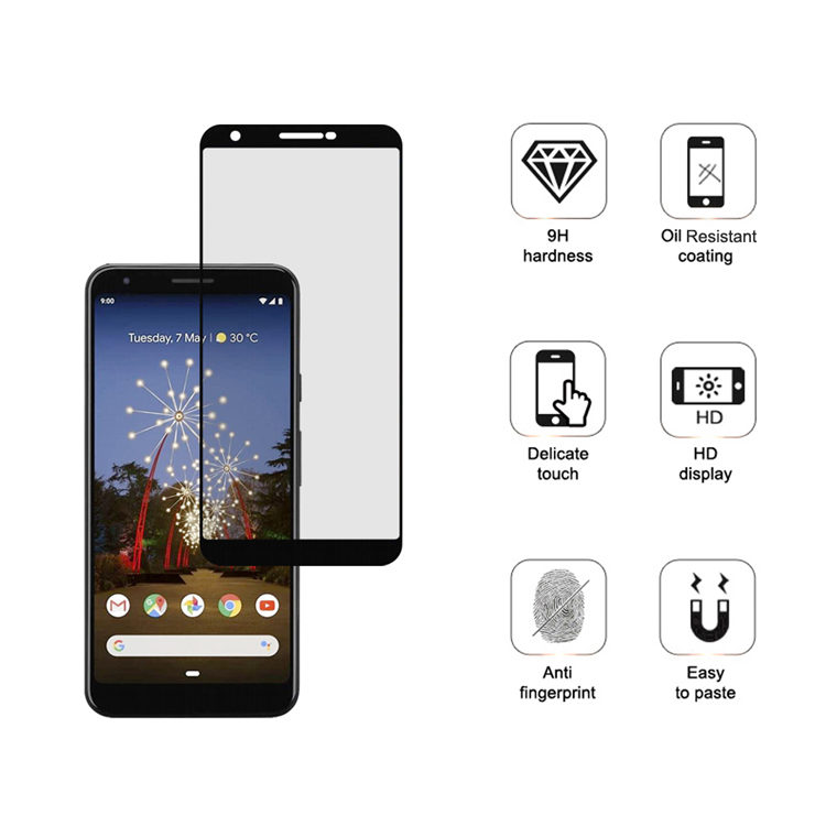 Dlix 2.5D silk print full glue tempered glass screen protector for Google Pixel 3A XL