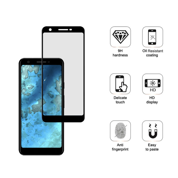 Dlix 2.5D silk print full glue tempered glass screen protector for Google Pixel 3 XL Lite