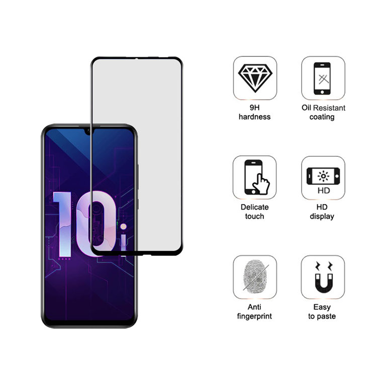 Dlix 2.5D silk print full glue tempered glass screen protector for Honor 10i