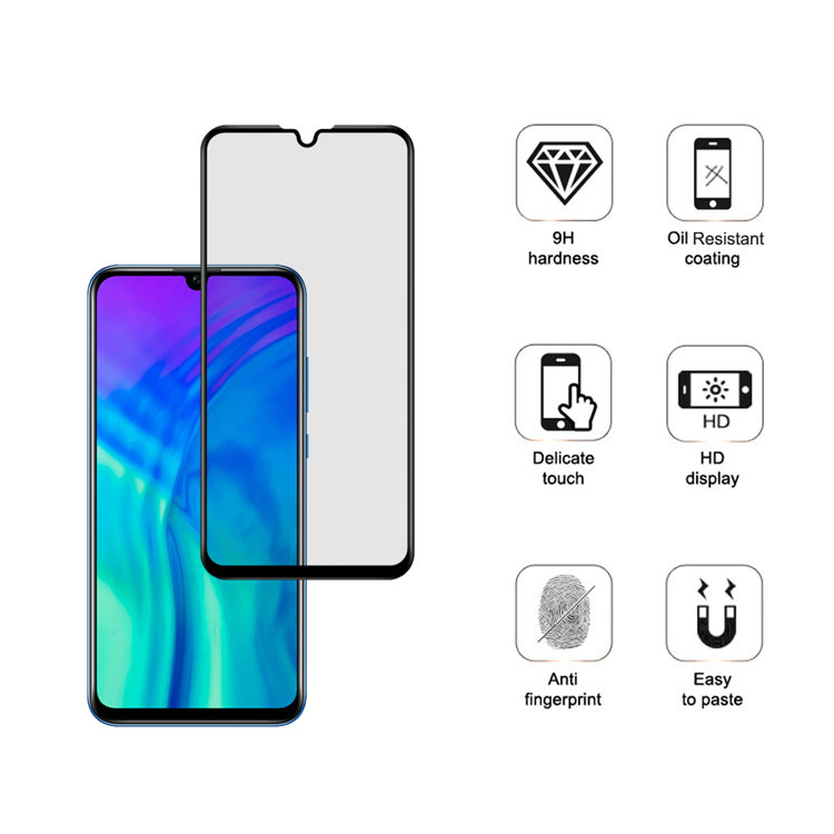 Dlix 2.5D silk print full glue tempered glass screen protector for Honor 20i