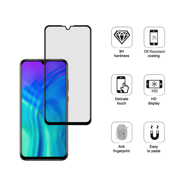 Dlix 2.5D silk print full glue tempered glass screen protector for Honor 20 Lite