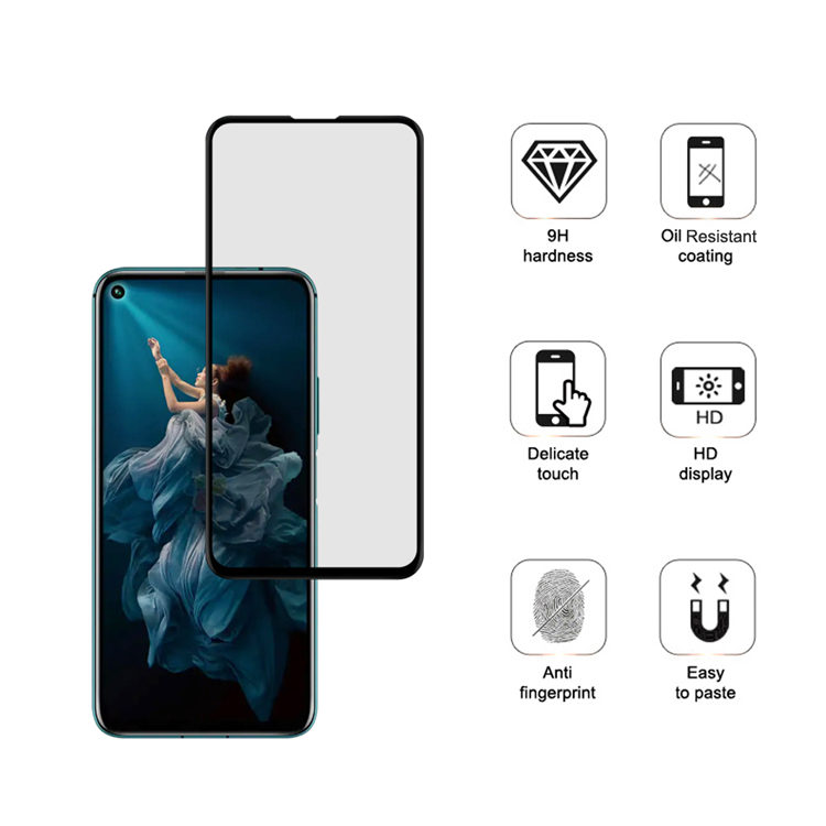 Dlix 2.5D silk print full glue tempered glass screen protector for Honor 20 Pro