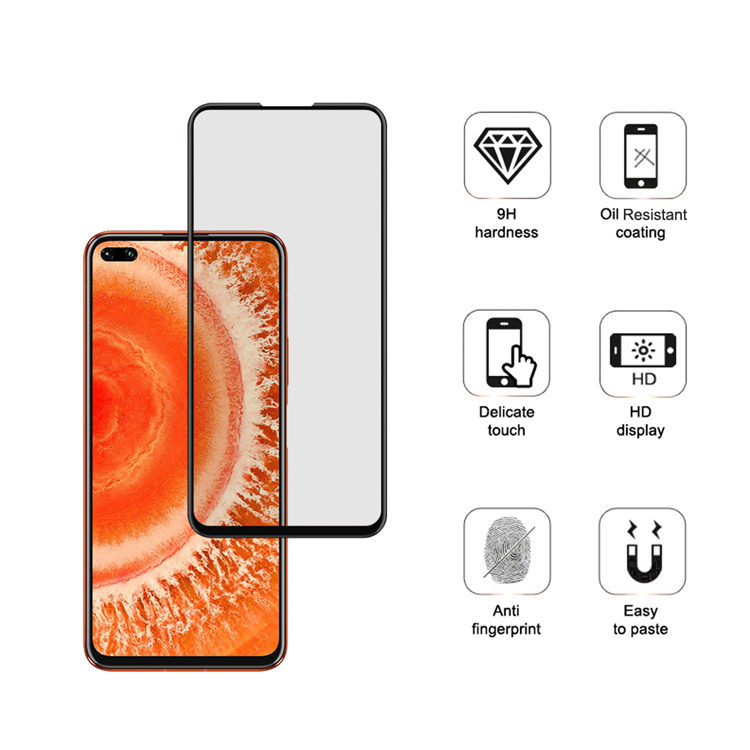 Dlix 2.5D silk print full glue tempered glass screen protector for Honor V30 Pro