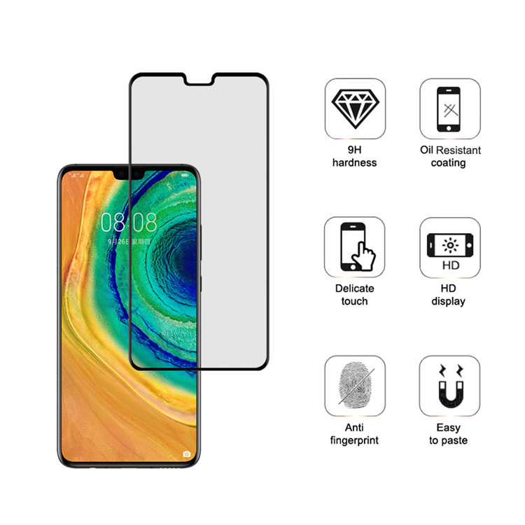 Dlix 2.5D silk print full glue tempered glass screen protector for Huawei Mate 30