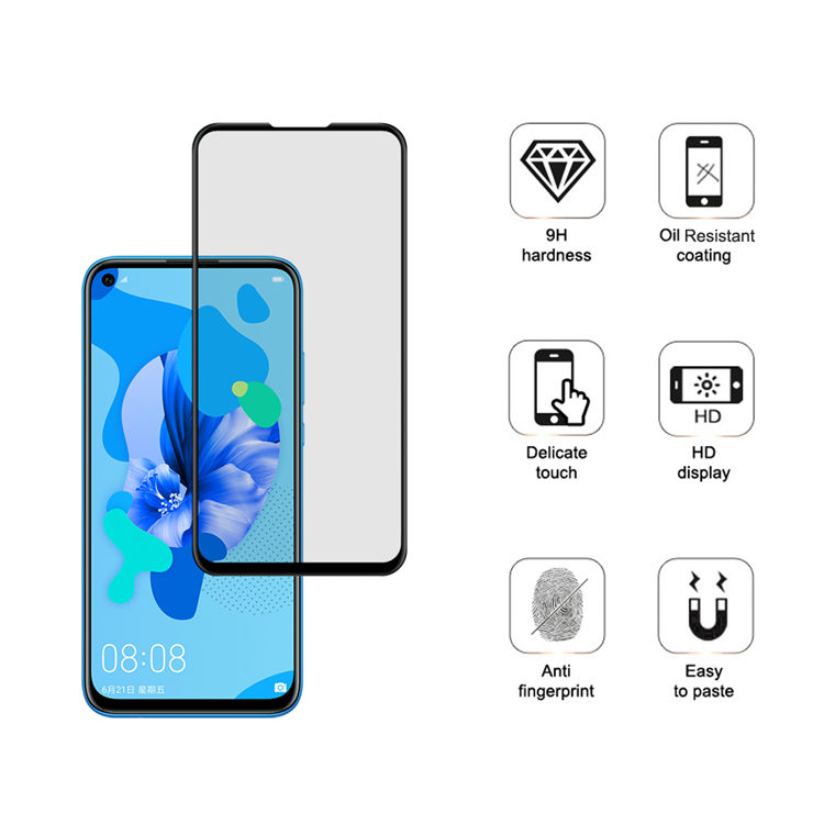 Dlix 3D hot bending full glue tempered glass screen protector for Huawei Nova 5i