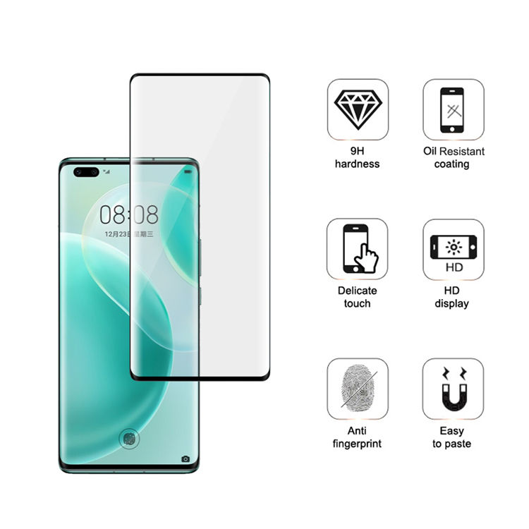 Dlix 3D hot bending full glue tempered glass screen protector for Huawei Nova 8 Pro