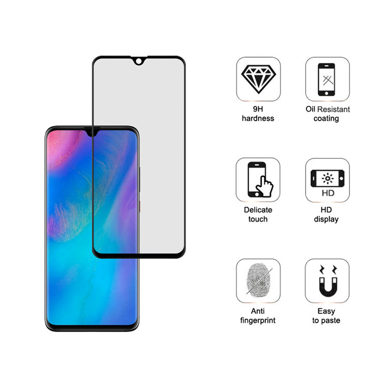 Dlix 3D hot bending edge glue tempered glass screen protector for Huawei P30