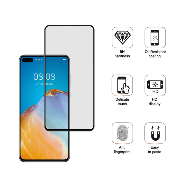 Dlix 2.5D silk print full glue tempered glass screen protector for Huawei P40