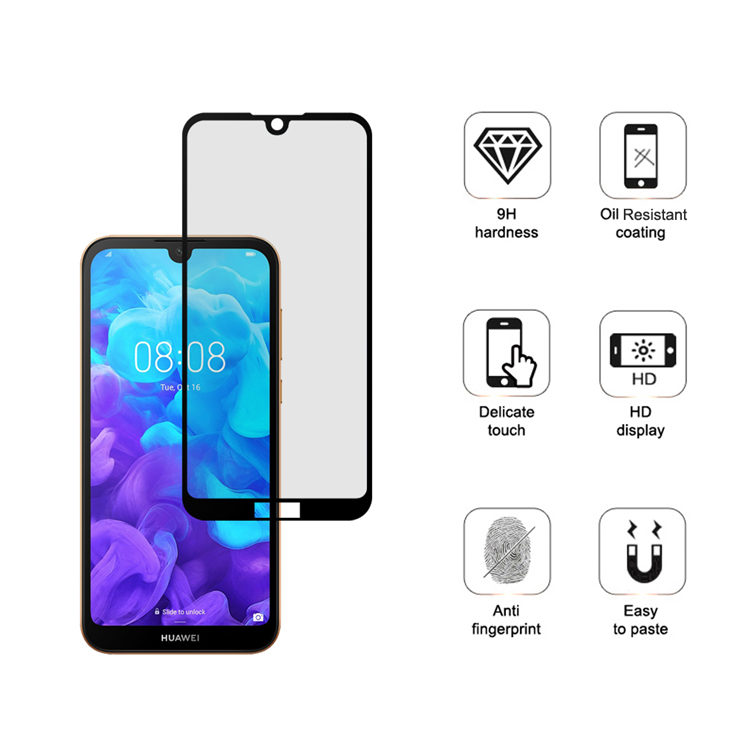 Dlix 3D hot bending full glue tempered glass screen protector for Huawei Y5 2019