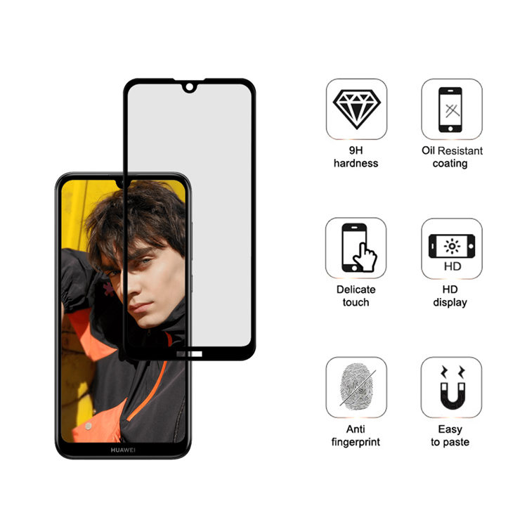 Dlix 3D hot bending full glue tempered glass screen protector for Huawei Y7 2019
