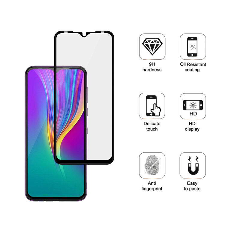 Dlix 2.5D silk print full glue tempered glass screen protector for Infinix Smart 4 Plus