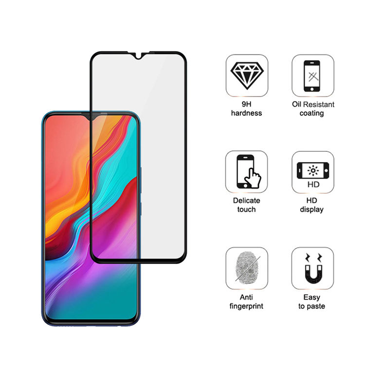 Dlix 2.5D silk print full glue tempered glass screen protector for Infinix Hot 8