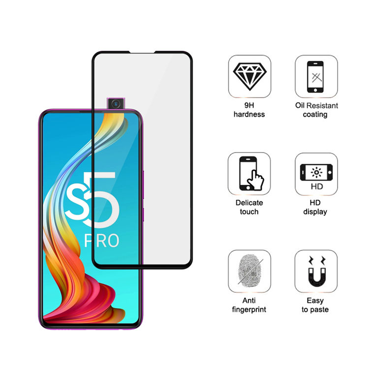 Dlix 2.5D silk print full glue tempered glass screen protector for Infinix S5 Pro