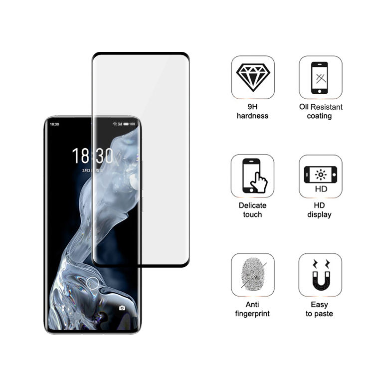 Dlix 3D hot bending edge glue tempered glass screen protector for Meizu 18