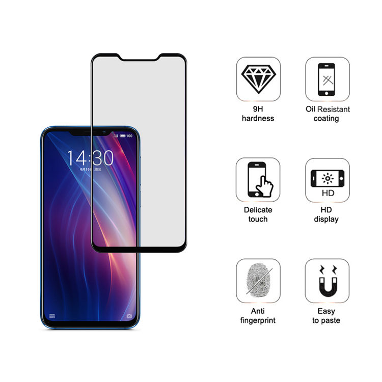 Dlix 2.5D silk print full glue tempered glass screen protector for Meizu X8