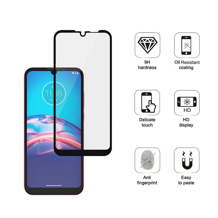 Dlix 2.5D silk print full glue tempered glass screen protector for Moto E6i