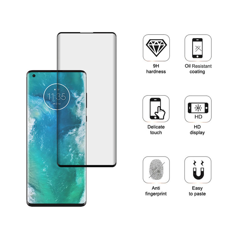 Dlix 3D hot bending full glue tempered glass screen protector for Moto Edge