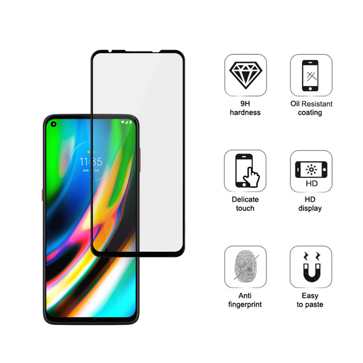 Dlix 2.5D silk print full glue tempered glass screen protector for Moto G9 Plus