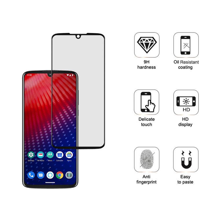 Dlix 2.5D silk print full glue tempered glass screen protector for Moto Z4 Force