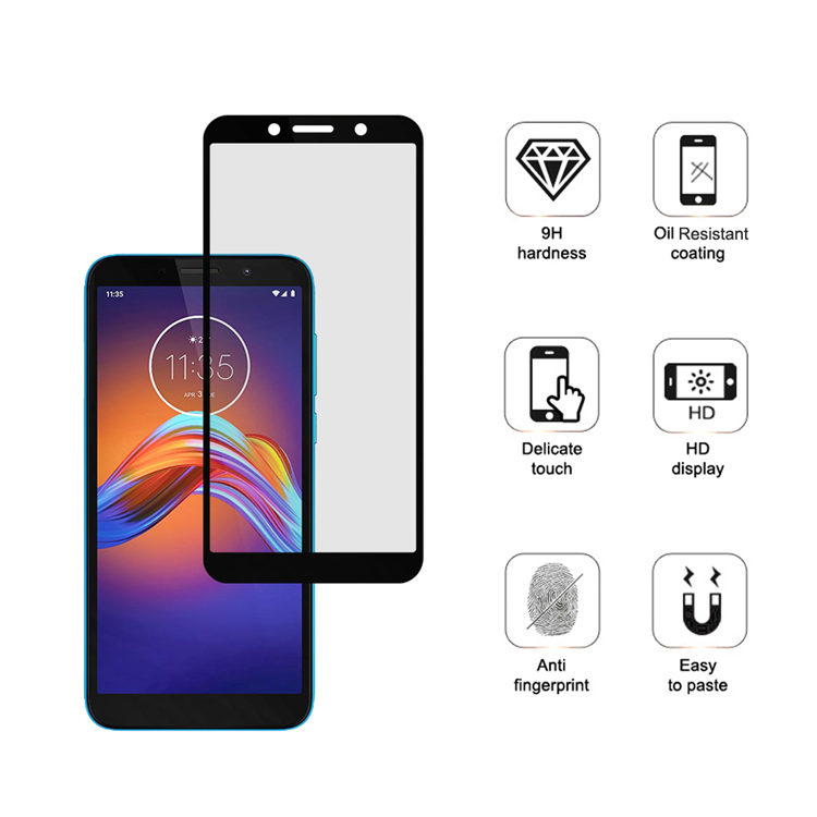 Dlix 2.5D silk print full glue tempered glass screen protector for Moto E6 Play