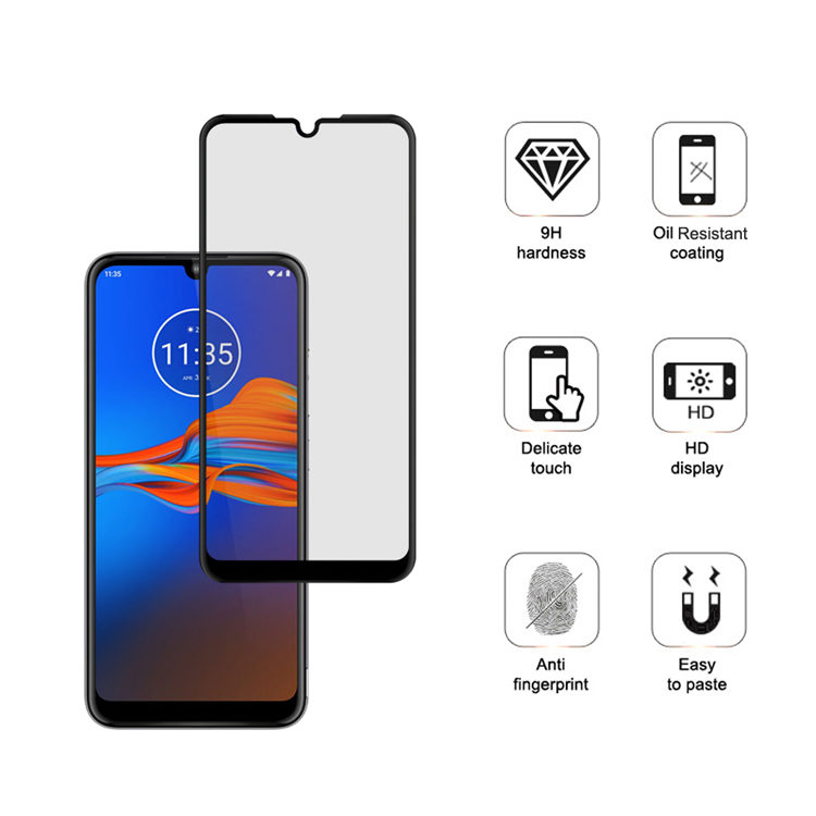 Dlix 2.5D silk print full glue tempered glass screen protector for Moto E6 Plus