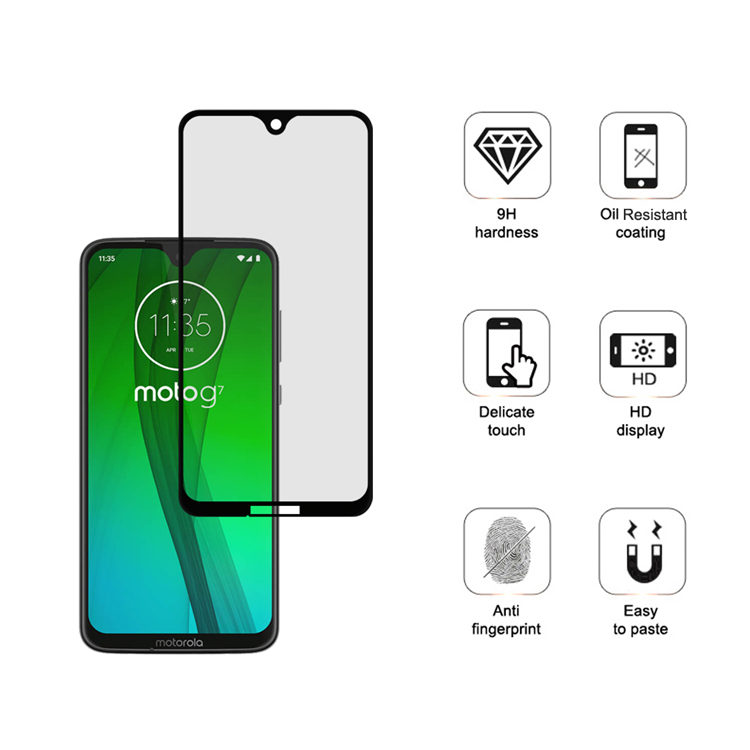 Dlix 2.5D silk print full glue tempered glass screen protector for Moto G7