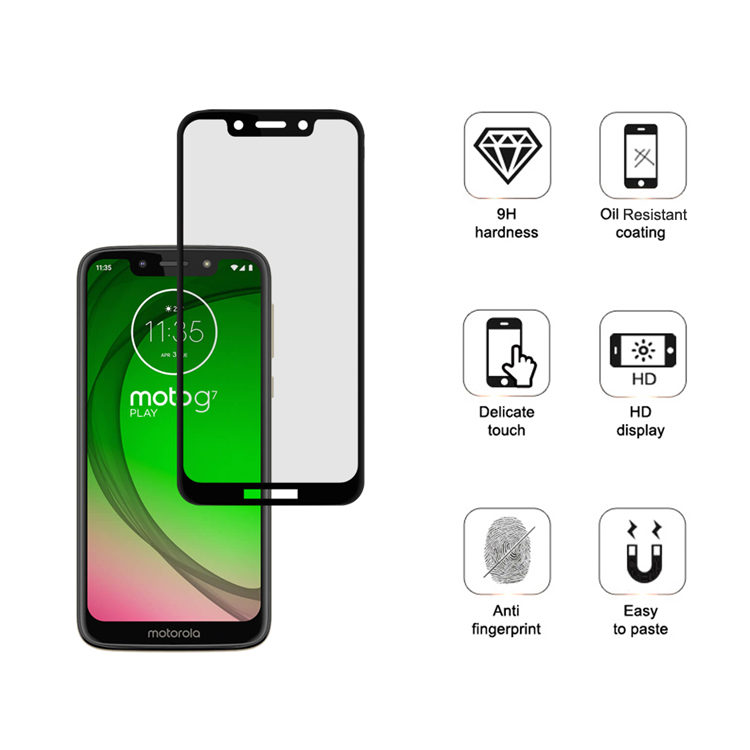 Dlix 2.5D silk print full glue tempered glass screen protector for Moto G7 Play