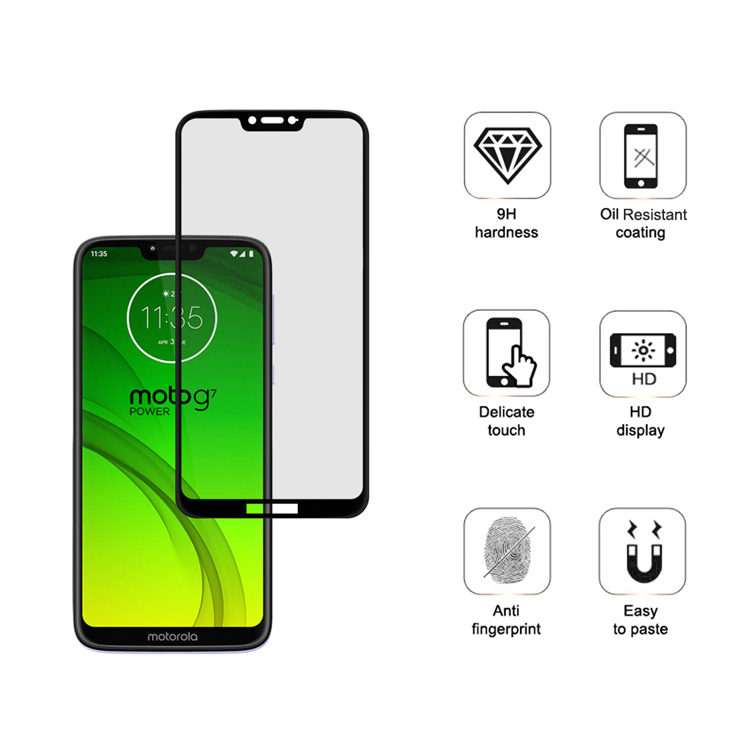 Dlix 3D hot bending full glue tempered glass screen protector for Moto G7 Power