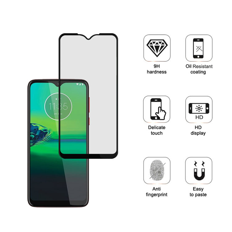 Dlix 2.5D silk print full glue tempered glass screen protector for Moto G8 Play