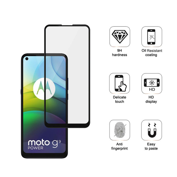 Dlix 2.5D silk print full glue tempered glass screen protector for Moto G9 Power