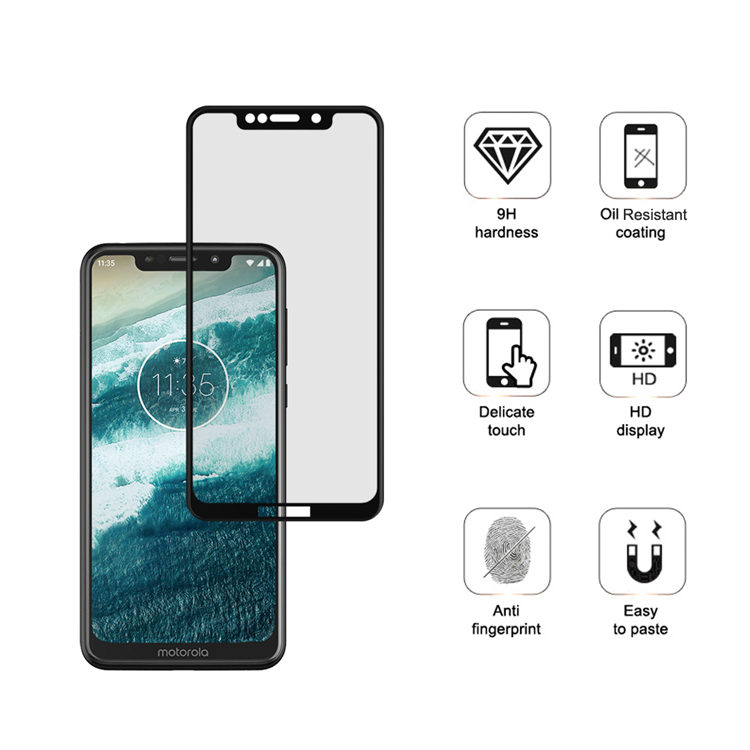 Dlix 2.5D silk print full glue tempered glass screen protector for Moto One