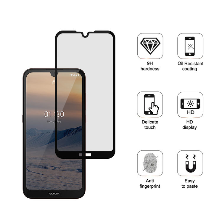 Dlix 2.5D silk print full glue tempered glass screen protector for Nokia 1.3